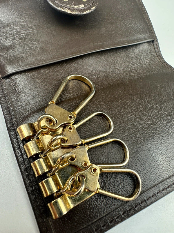 Khaki Check Leather Trim Keyholder - Zage Vintage