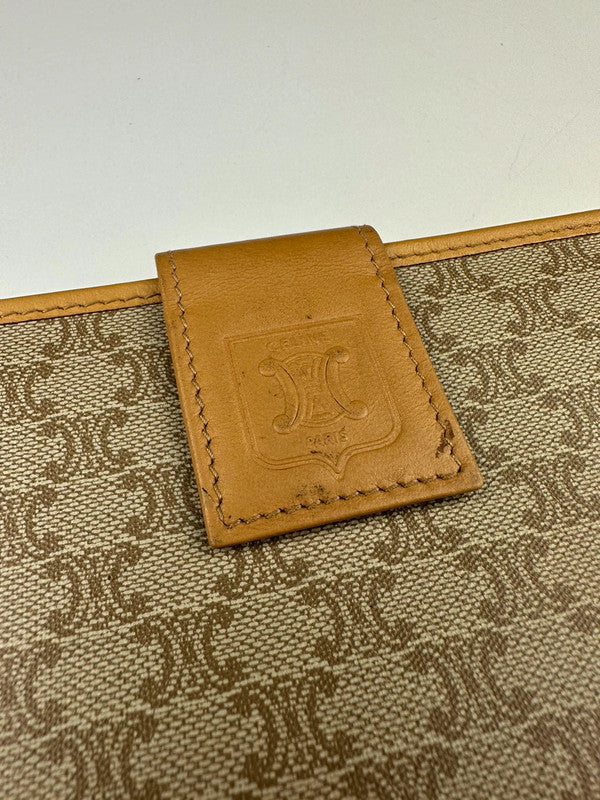 Stone Macadam Leather Trim Long Wallet - Zage Vintage