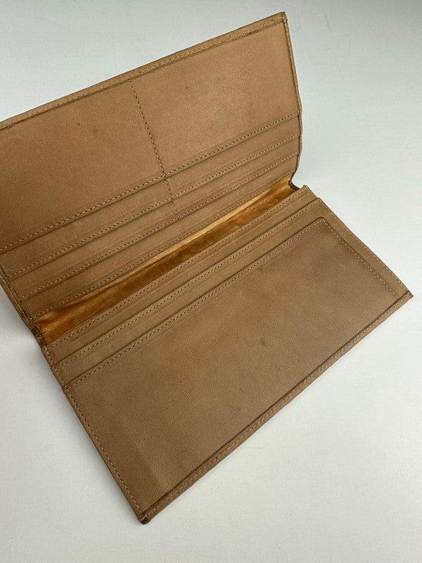 Tan Macadam Leather Trim Long Wallet - Zage Vintage