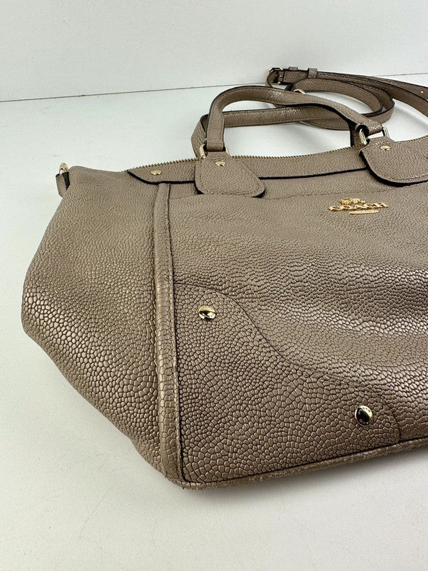 Grey Pebbled Leather Shoulder Bag Handbag - Zage Vintage