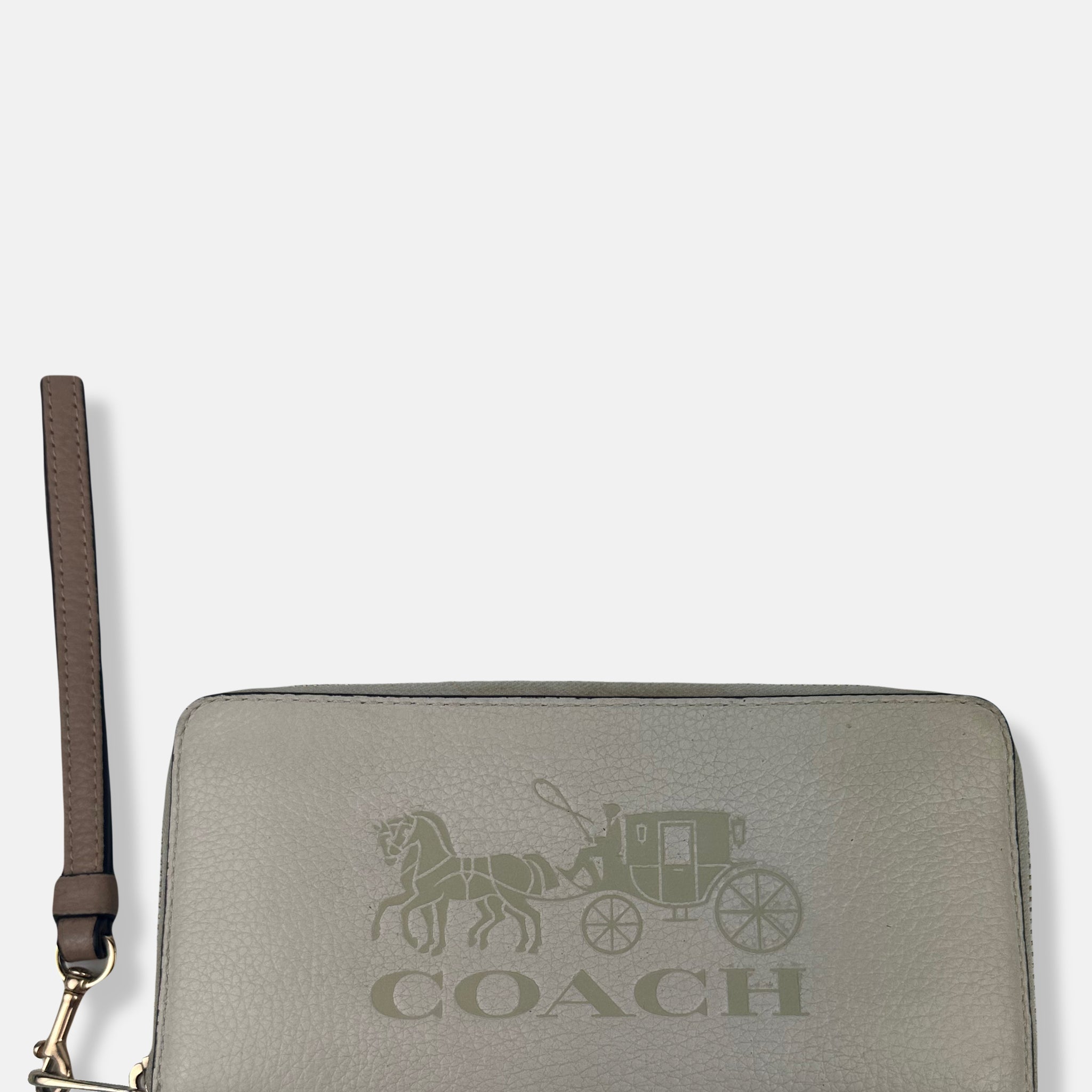 Ivory Leather Embossed Logo Wallet