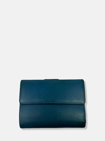 Blue Leather Trifold Wallet