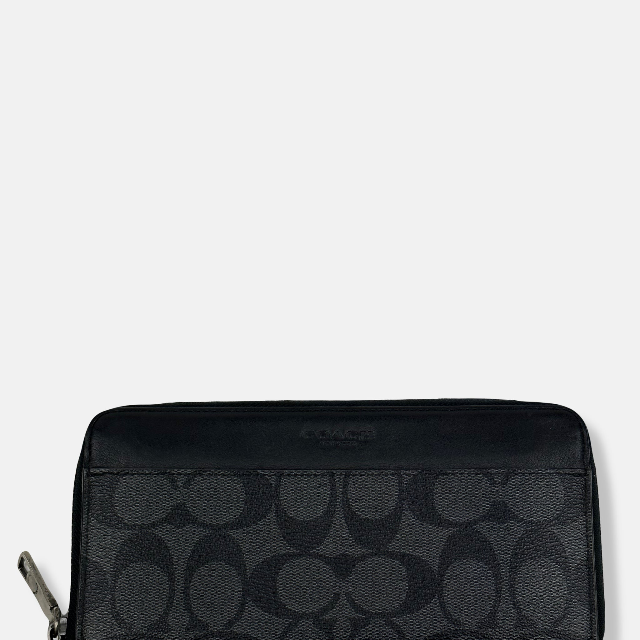 Black Canvas Long Zip Around Wallet