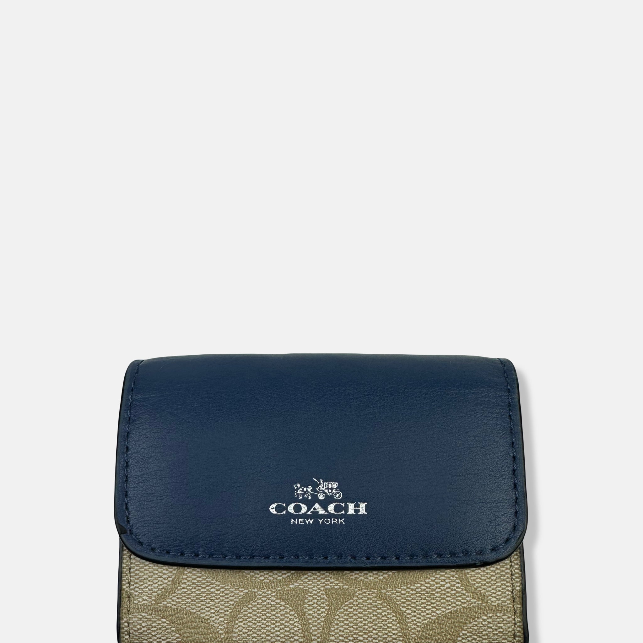 Signature Blue Leather Mini Wallet