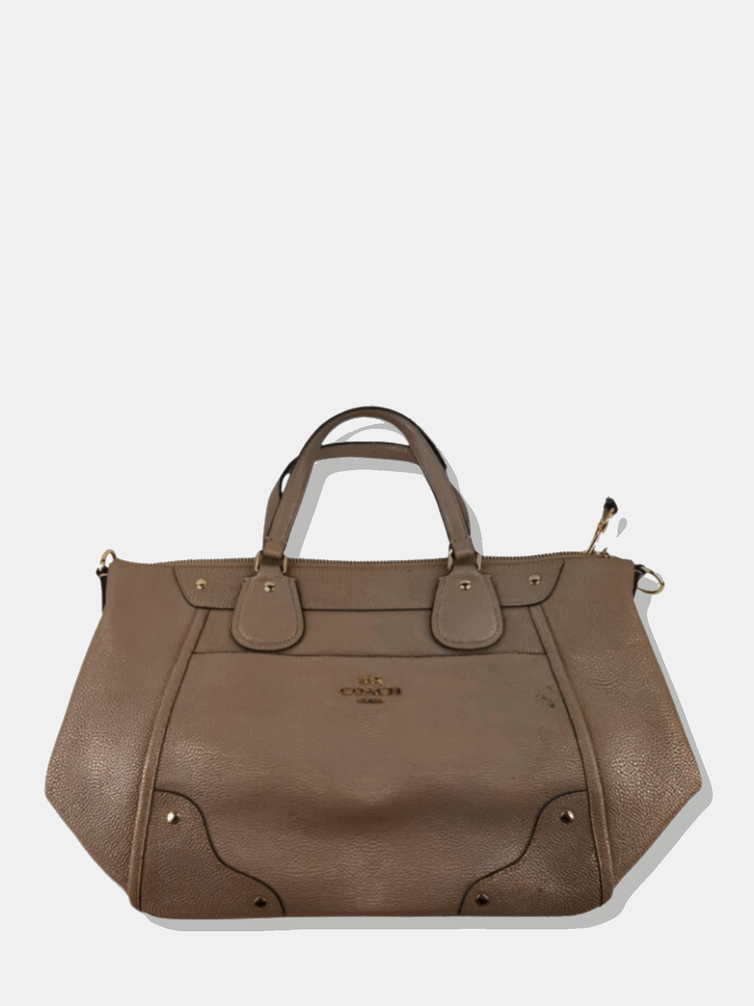 Grey Pebbled Leather Shoulder Bag Handbag