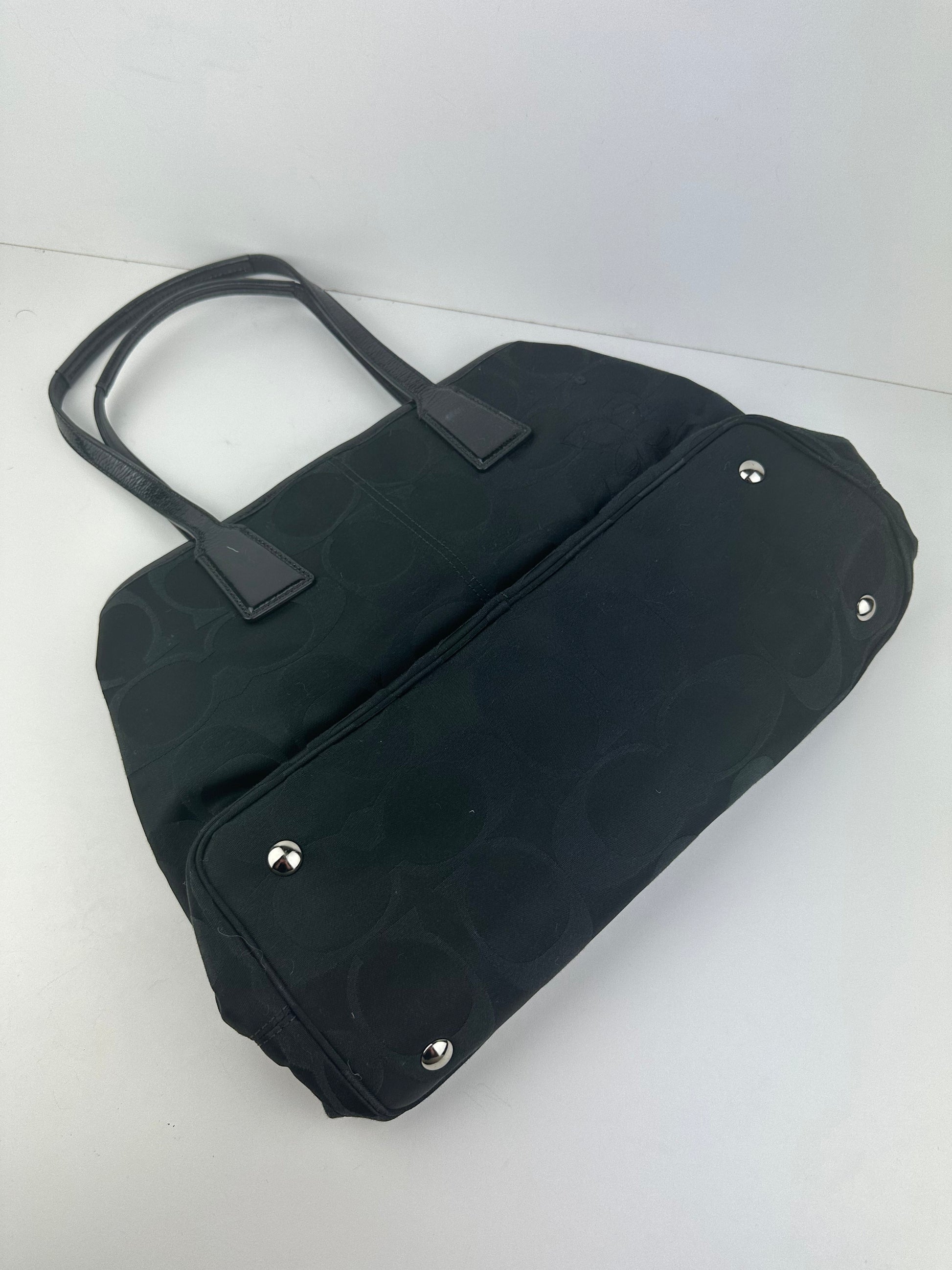 Signature Black Flower Applique Handbag Purse - Zage Vintage
