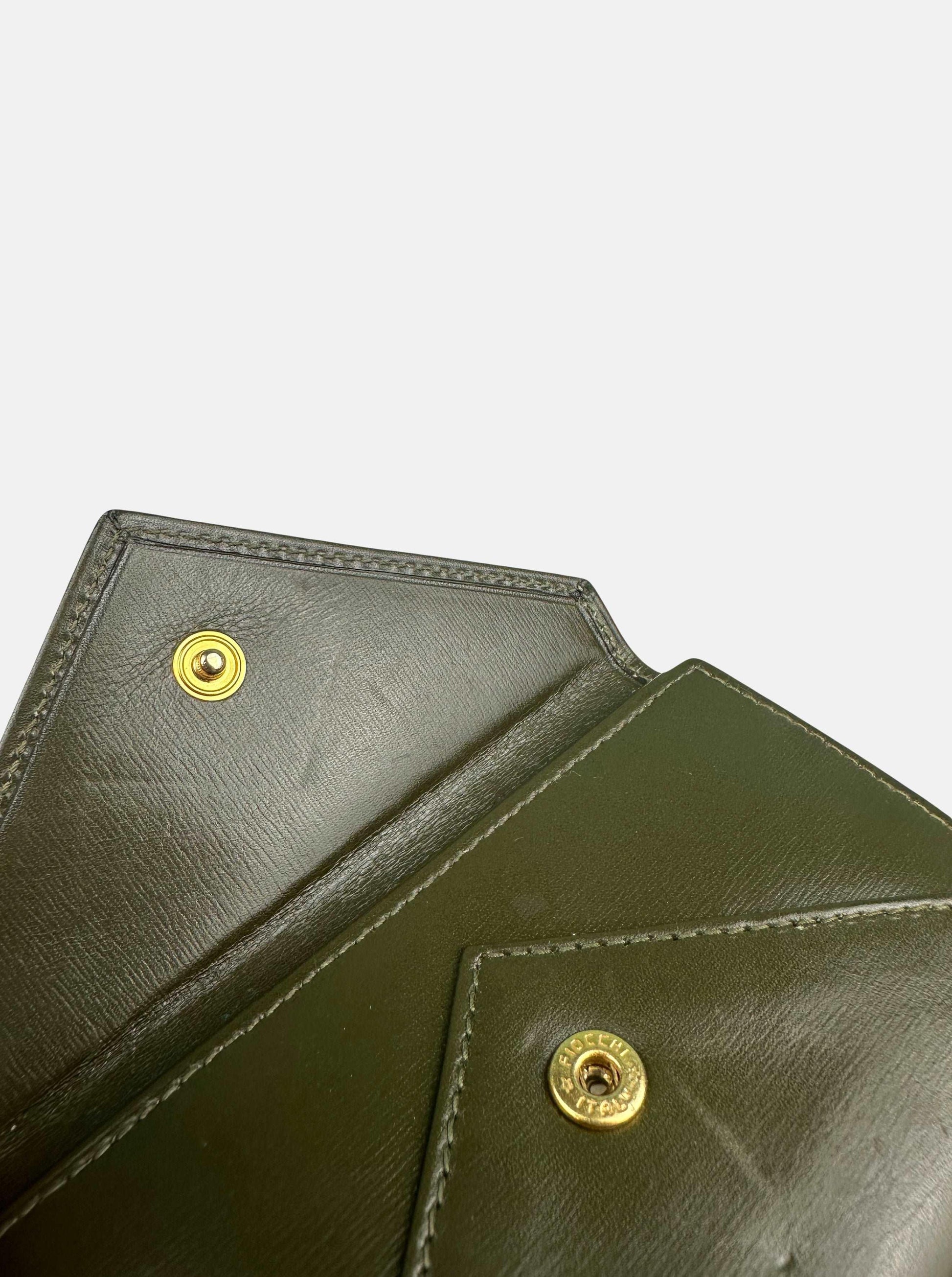 Olive Green Leather Trifold Key Holder