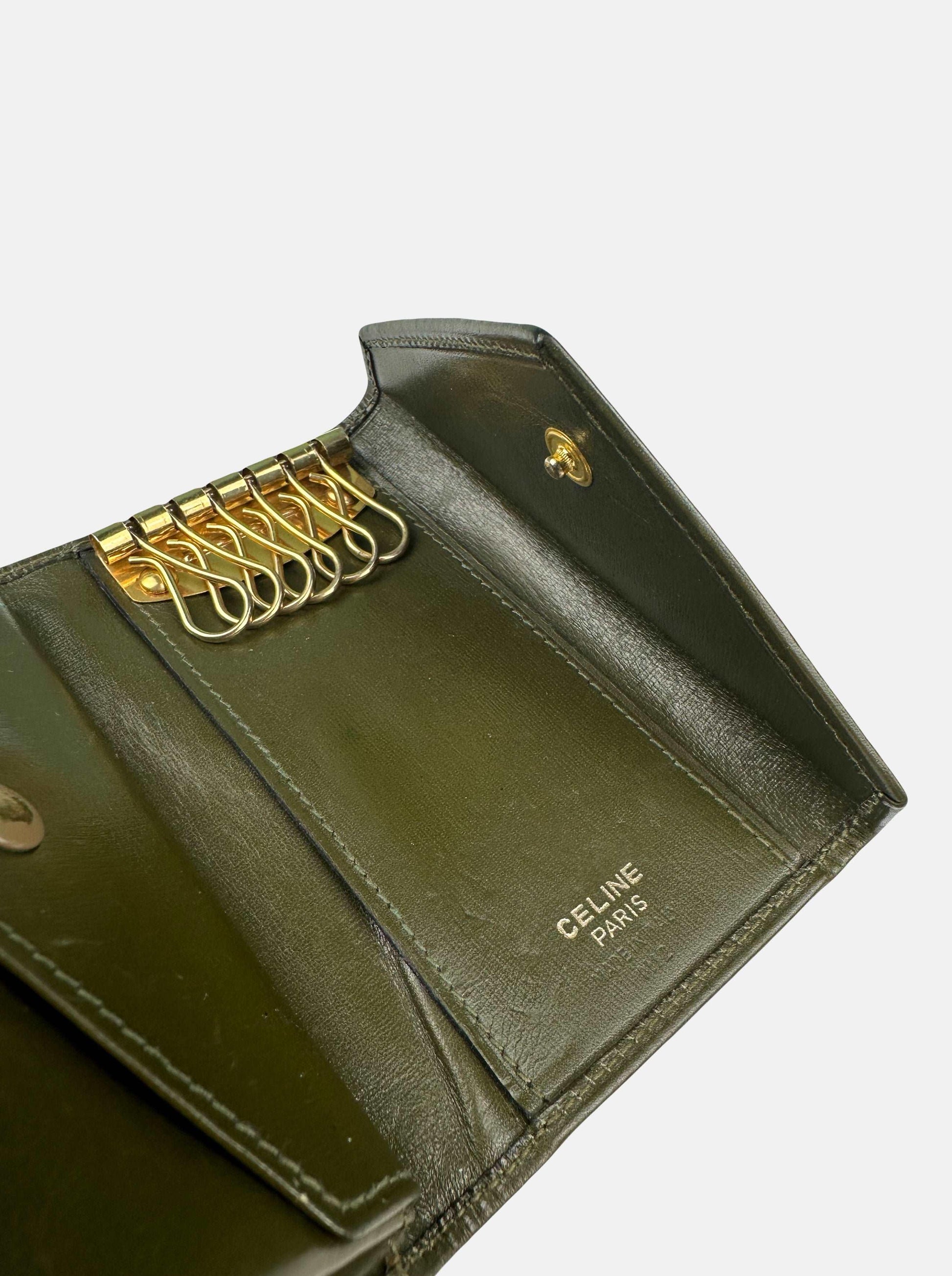 Olive Green Leather Trifold Key Holder