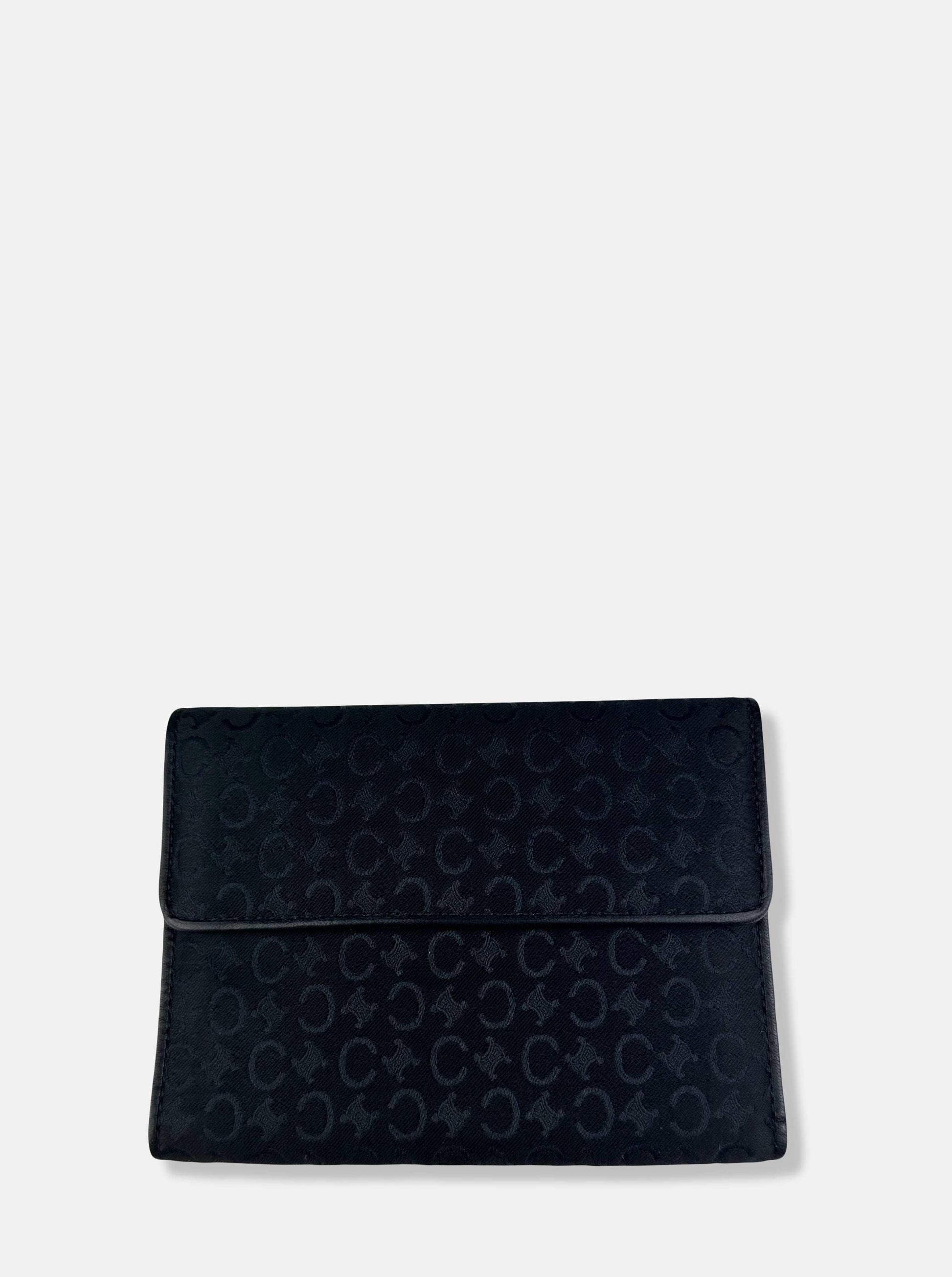 Black Monogram Cloth Trifold Wallet