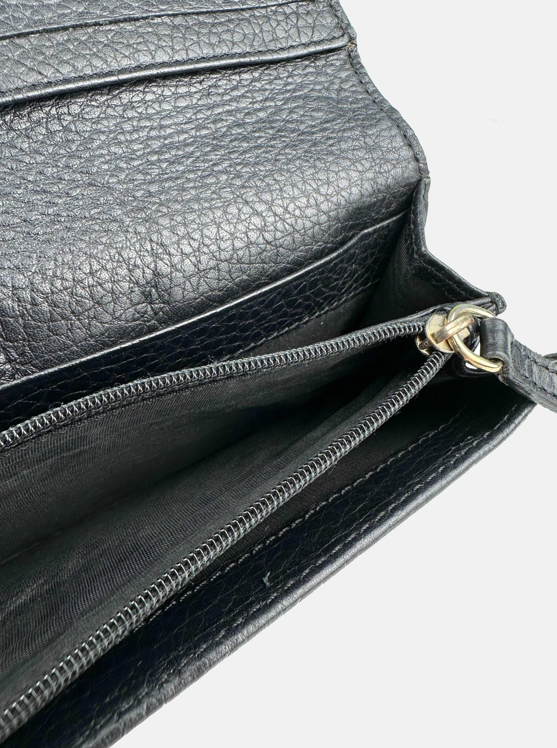 Black Leather Multi Compartment Purse Wallet