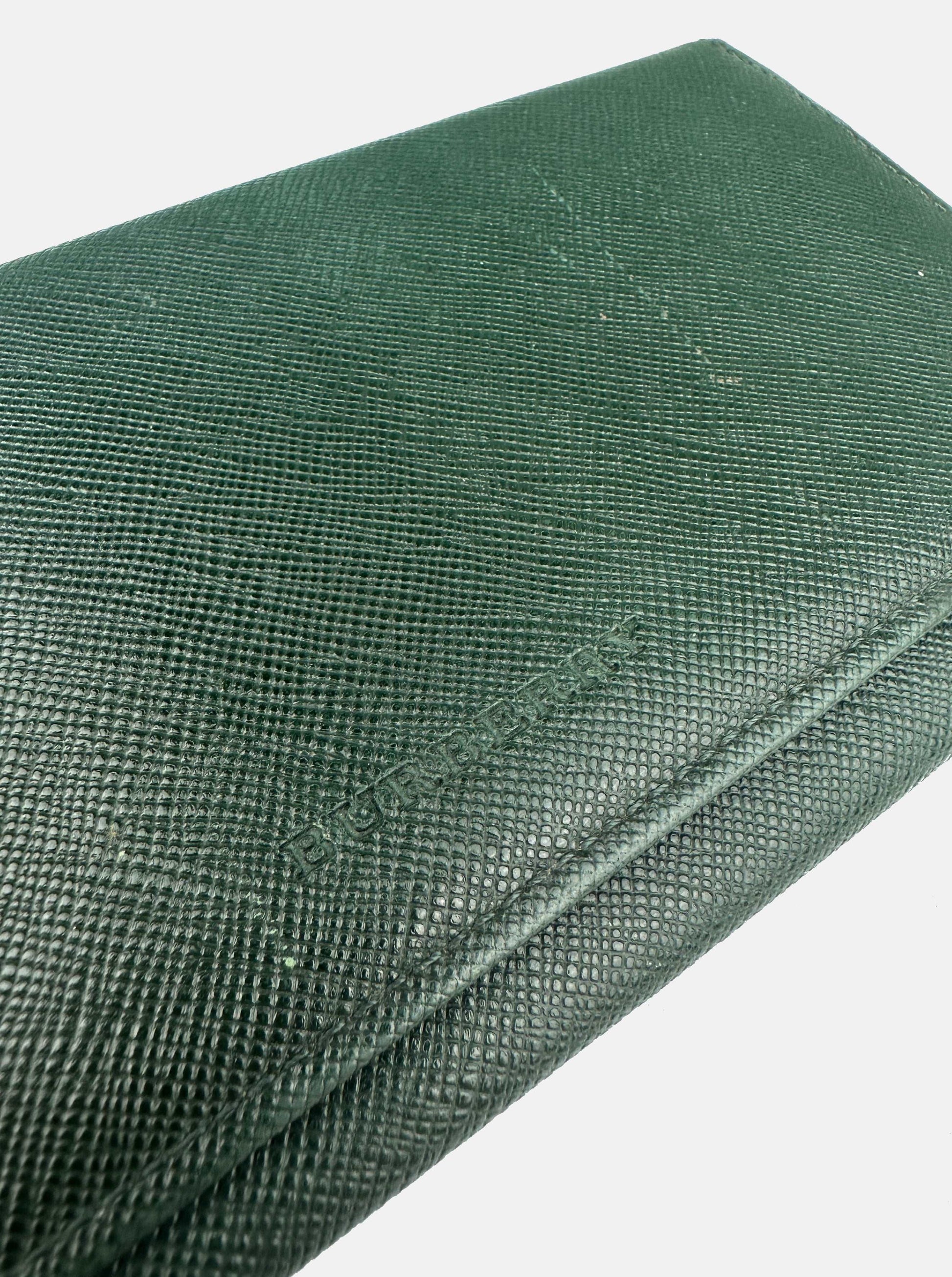 Green Leather Long Wallet