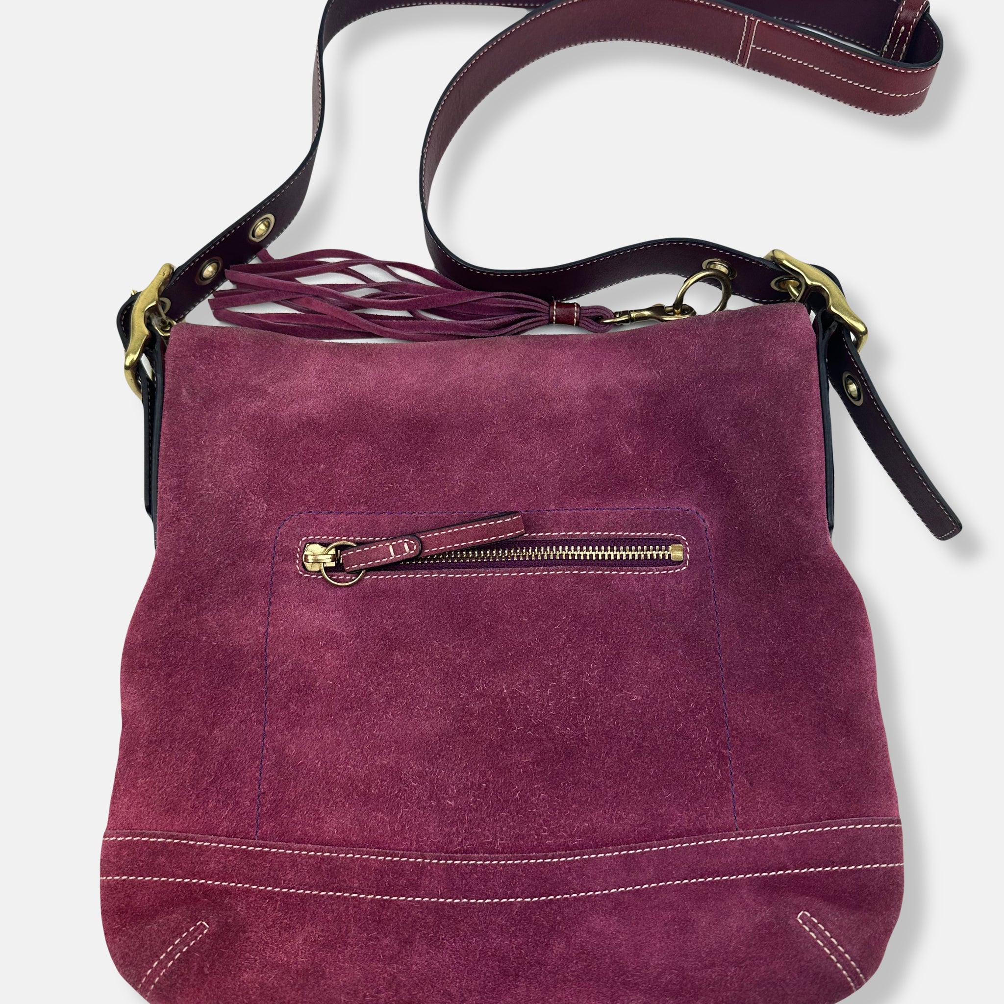 Purple Suede Shoulder Bag