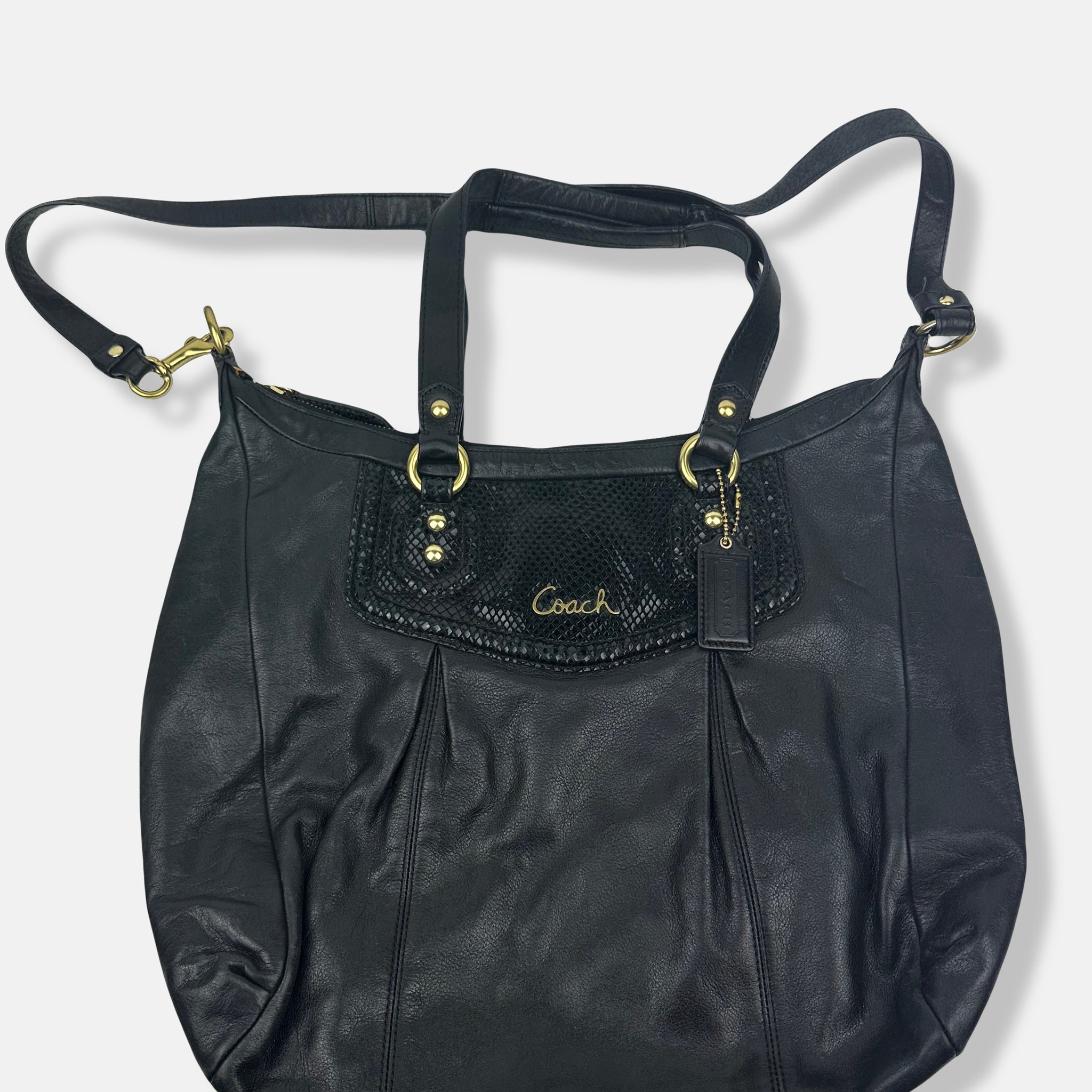 Ashley Black Leather Tote Bag