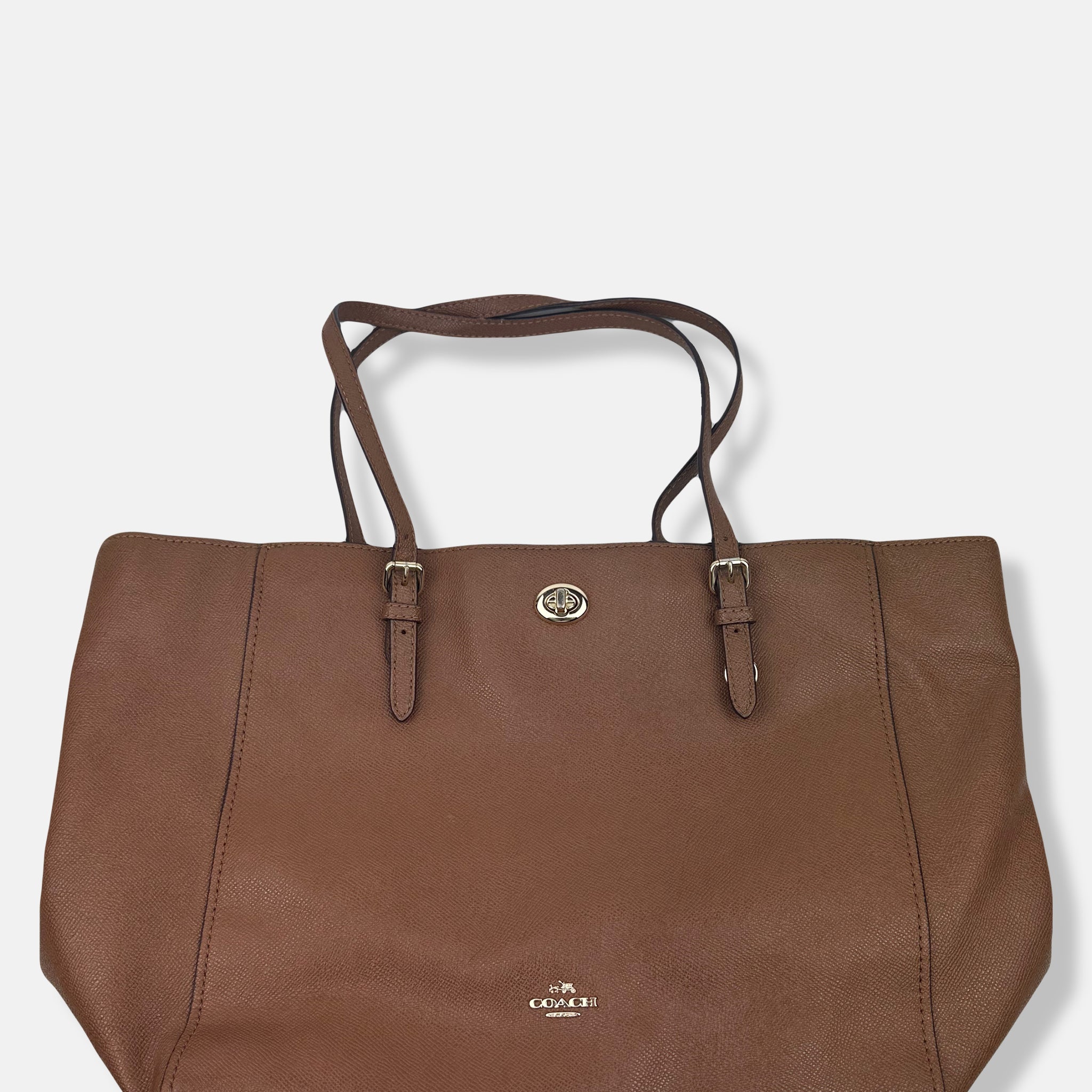Brown Crossgrain Leather Turnlock Shoulder Bag