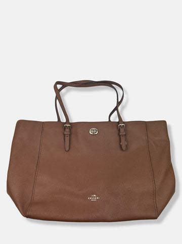 Brown Crossgrain Leather Turnlock Shoulder Bag
