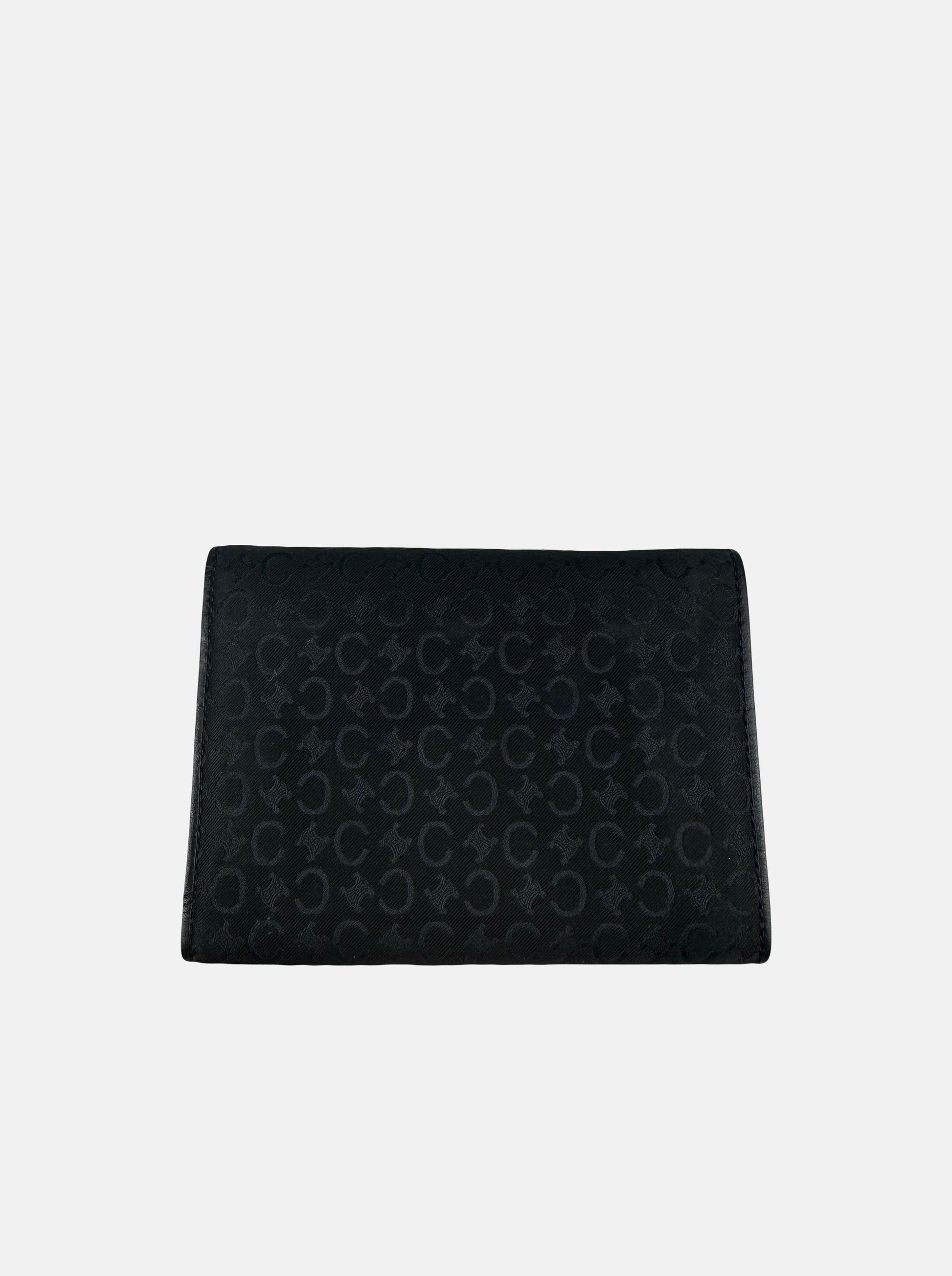 Black Monogram Cloth Trifold Wallet - Zage Vintage