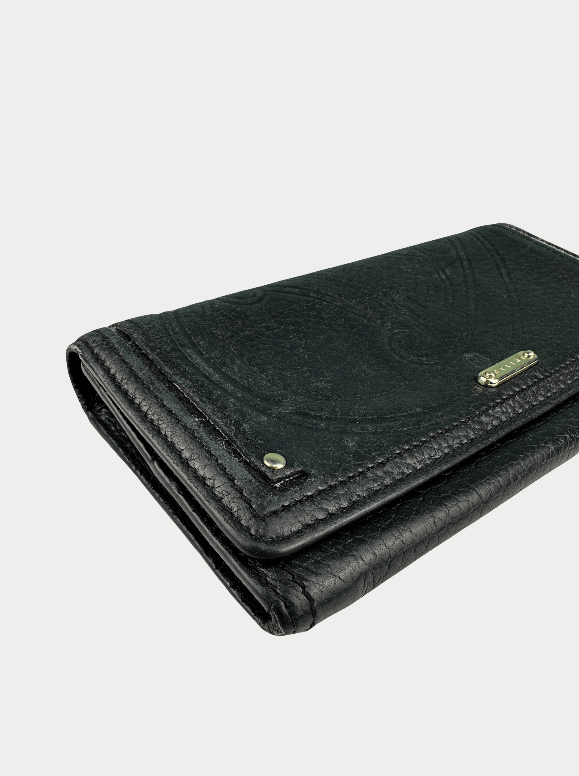Black Leather Multi Compartment Purse Wallet - Zage Vintage